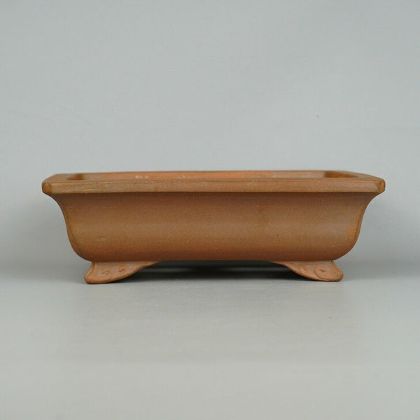 盆栽鉢 常滑 樹晃 鴻陽陶園 小型 長辺 約18.5cm 長方鉢 隅入 雲足 泥物  新品 m1198406835