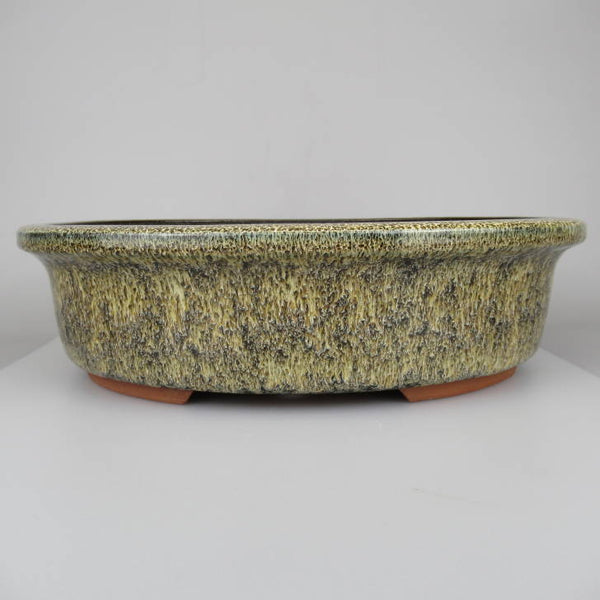 盆栽鉢 燿山 中型 長辺 約37cm 楕円鉢 釉薬  新品 j1198412392