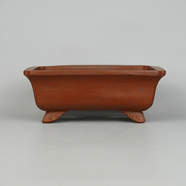 盆栽鉢 常滑 晃 9 樹晃 鴻陽陶園 小型 長辺 約16.2cm 長方鉢 隅入 雲足 ナンバー入 泥物  新品 u1198423093