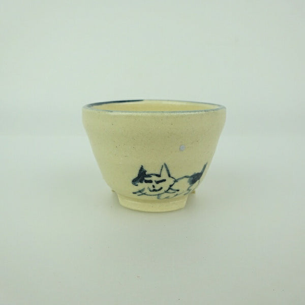 盆栽鉢 ゆうき祥石 小鉢 長辺 約 4.8cm 丸鉢 絵鉢 猫 ネコ ねこ 釉薬 観賞用  新品 t1198411120