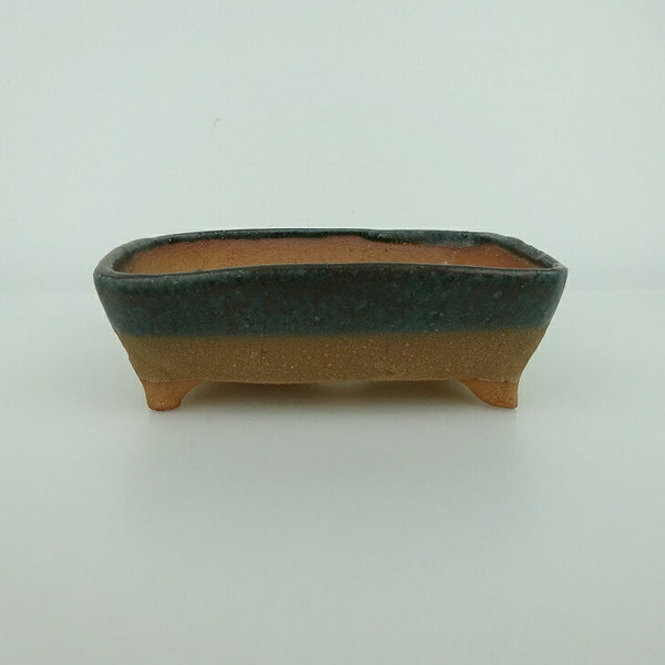 盆栽鉢 ゆうき祥石 小型 長辺 約 13.4cm 長方鉢 釉薬 観賞用  新品 p1198416624