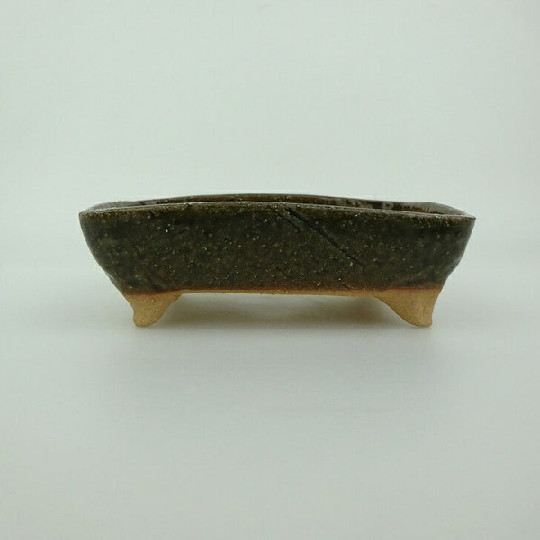 盆栽鉢 ゆうき祥石 小型 長辺 約 13.8cm 長方鉢 釉薬 観賞用  新品 p1198421110