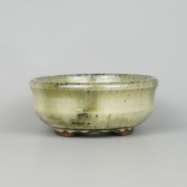 盆栽鉢 角田 なお 小型 長辺 約10.5cm 丸鉢 釉薬  新品 c1198407091