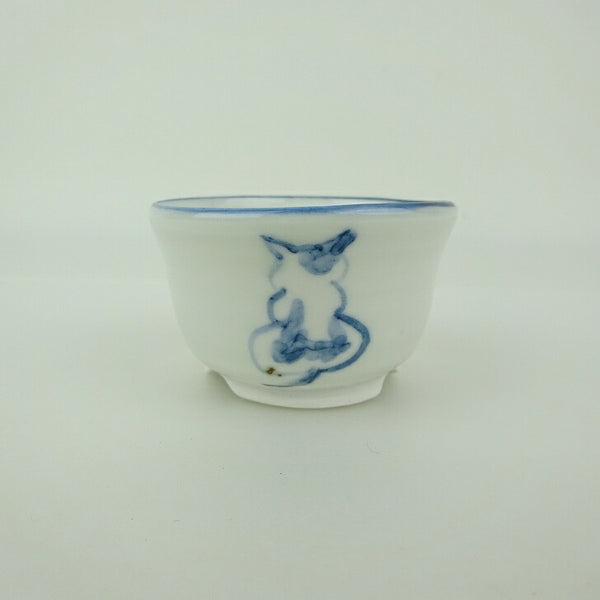盆栽鉢 ゆうき祥石 小鉢 長辺 約 6cm 丸鉢 絵鉢 猫 ネコ ねこ 釉薬 観賞用  新品 w1198414556