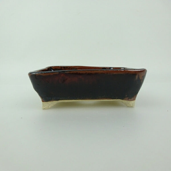 盆栽鉢 ゆうき祥石 小型 長辺 約 11.5cm 長方鉢 釉薬 観賞用  新品 j1198410391