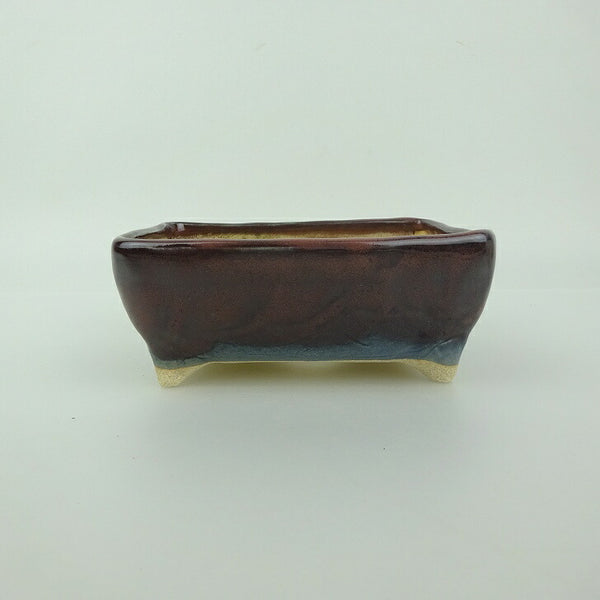 盆栽鉢 ゆうき祥石 小型 長辺 約 11.3cm 長方鉢 釉薬 観賞用  新品 q1198412780