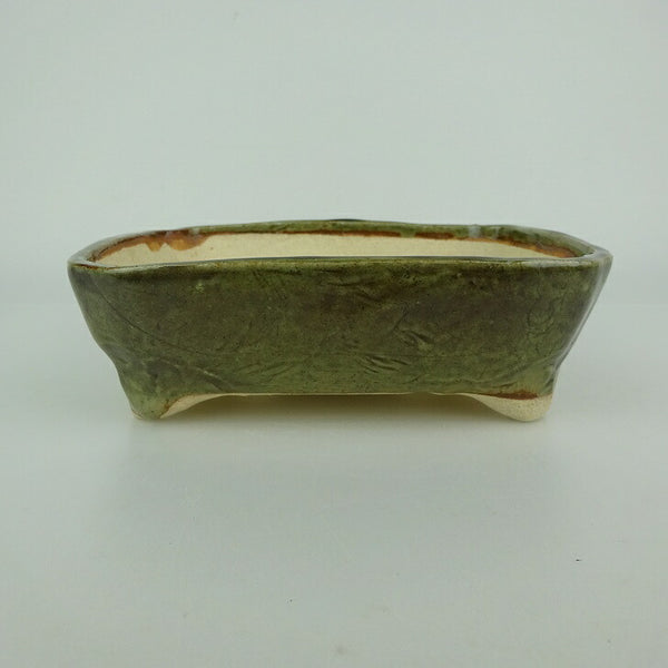 盆栽鉢 ゆうき祥石 小型 長辺 約 16.8cm 長方鉢 釉薬 観賞用  新品 j1198409845