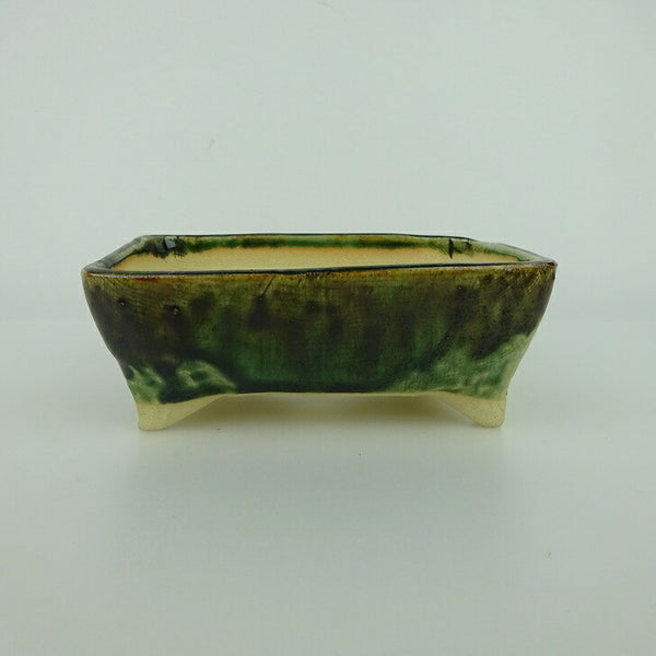 盆栽鉢 ゆうき祥石 小型 長辺 約 11.5cm 長方鉢 釉薬 観賞用  新品 b1198415397
