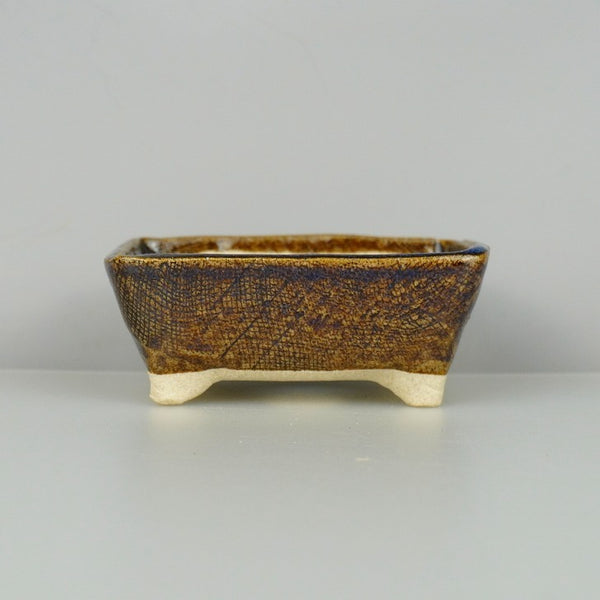 盆栽鉢 ゆうき祥石 小鉢 長辺 約8cm 長方鉢 釉薬  新品 l1198408381