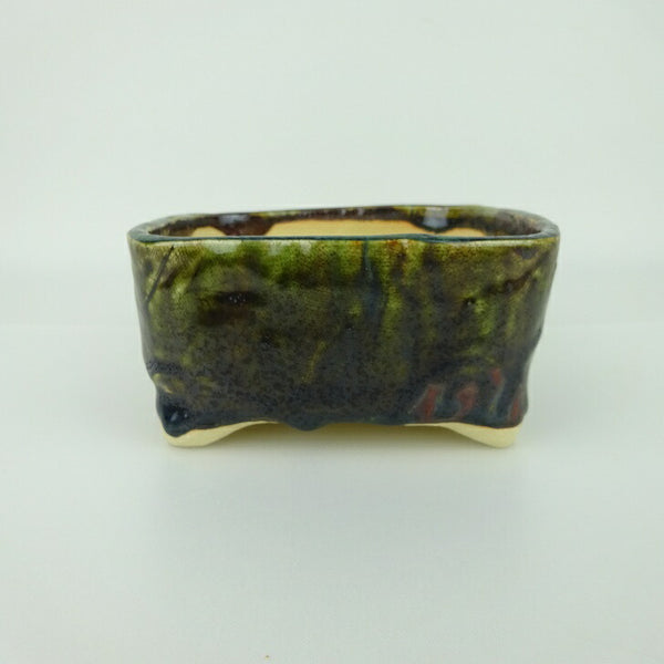 盆栽鉢 ゆうき祥石 小型 長辺 約 12.5cm 正方鉢 釉薬 観賞用  新品 h1198426571