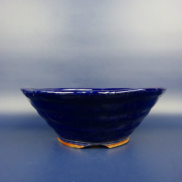 盆栽鉢 常滑 竜岳 中型 長辺 約22.5cm 丸鉢 切足 釉薬  新品 j1198415665