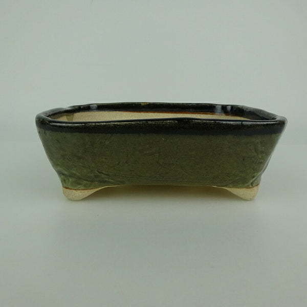 盆栽鉢 ゆうき祥石 小型 長辺 約 15.8cm 長方鉢 釉薬 観賞用  新品 k1198409379