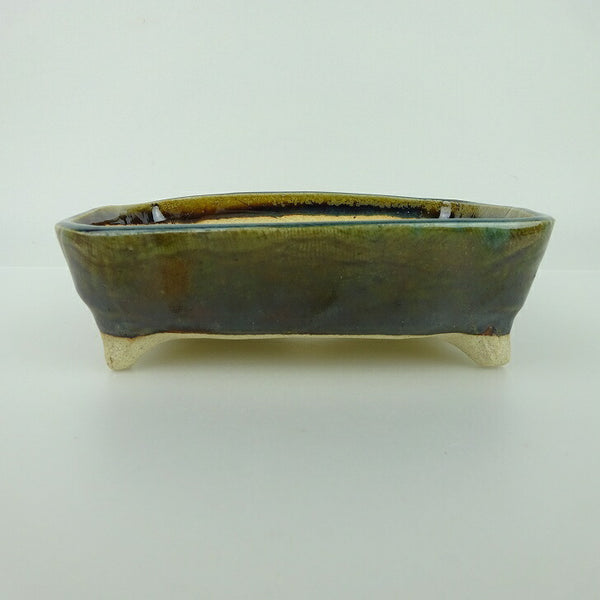 盆栽鉢 ゆうき祥石 小型 長辺 約 14.3cm 長方鉢 釉薬  新品 1198406216