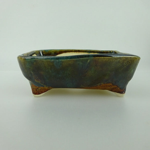 盆栽鉢 ゆうき祥石 小型 長辺 約 11.9cm 長方鉢 釉薬  新品 q1198409894