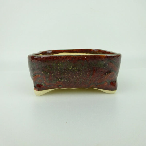 盆栽鉢 ゆうき祥石 小型 長辺 約 12cm 正方鉢 釉薬 観賞用  新品 r1198410308