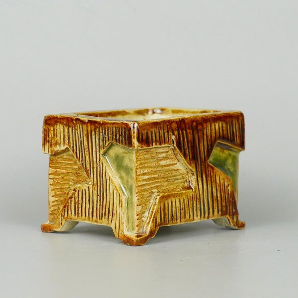 盆栽鉢 陶工房ヒラシマ HY 平島 安夫 小鉢 長辺 約7cm 長方鉢  新品 q1198418954