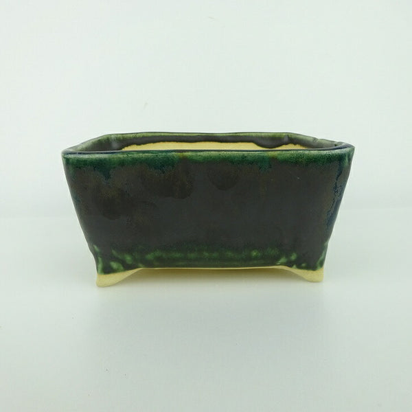 盆栽鉢 ゆうき祥石 小型 長辺 約 13.7cm 長方鉢 釉薬 観賞用  新品 l1198407186