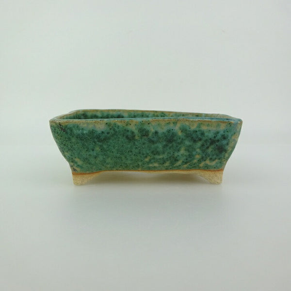 盆栽鉢 ゆうき祥石 小型 長辺 約 11.8cm 長方鉢 釉薬  新品 u1198431404