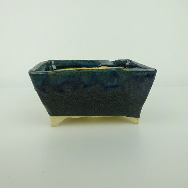 盆栽鉢 ゆうき祥石 小型 長辺 約 12.4cm 長方鉢 釉薬 観賞用  新品 f1198412226