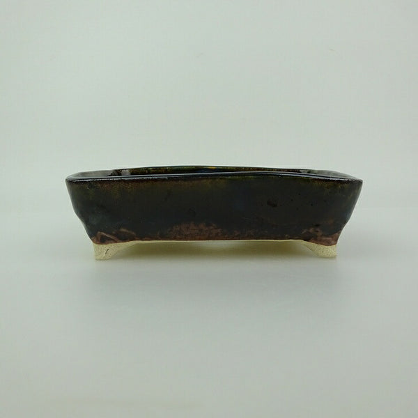 盆栽鉢 ゆうき祥石 小型 長辺 約 13.9cm 長方鉢 釉薬 観賞用  新品 n1198406946