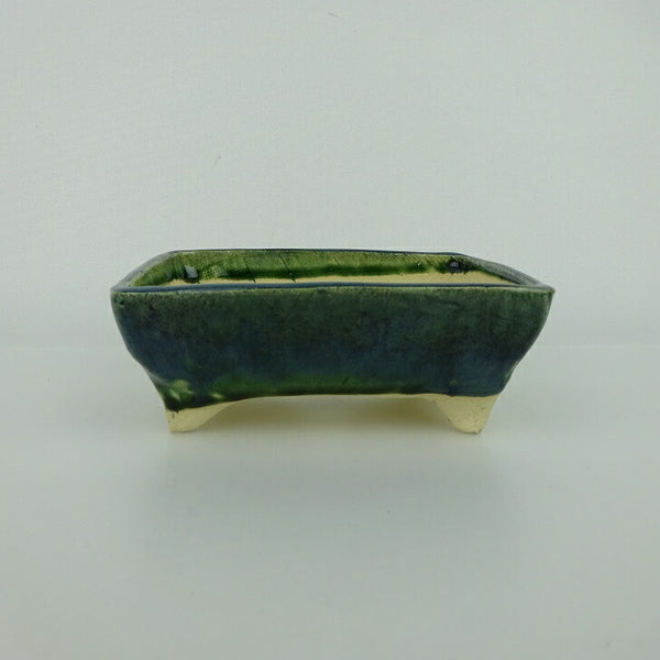 盆栽鉢 ゆうき祥石 小型 長辺 約 11.8cm 長方鉢 釉薬 観賞用  新品 f1198405097