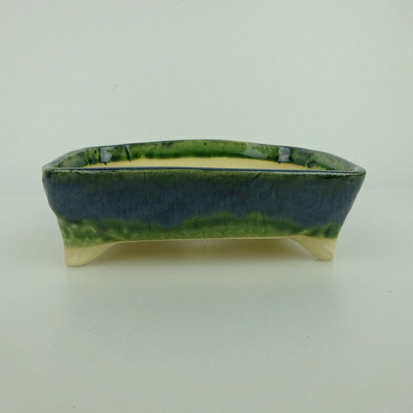 盆栽鉢 ゆうき祥石 小型 長辺 約 14cm 長方鉢 釉薬 観賞用  新品 n1198412269