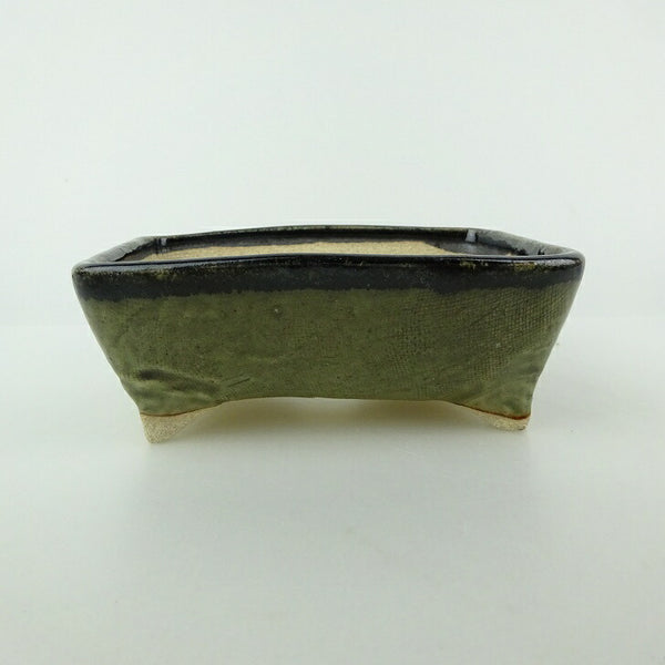 盆栽鉢 ゆうき祥石 小型 長辺 約 11.5cm 長方鉢 釉薬 観賞用  新品 h1198429257