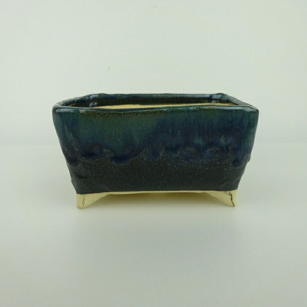 盆栽鉢 ゆうき祥石 小型 長辺 約 13.8cm 長方鉢 釉薬 観賞用  新品 n1198410769