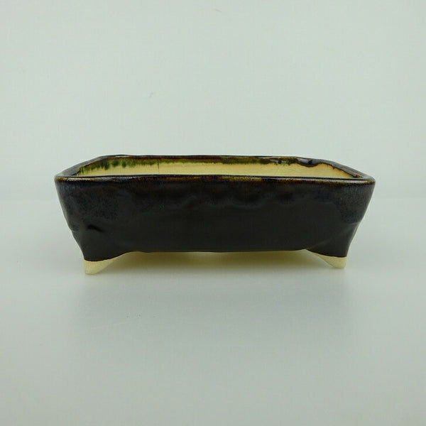 盆栽鉢 ゆうき祥石 小型 長辺 約 13.6cm 長方鉢 釉薬 観賞用  新品 k1198409580