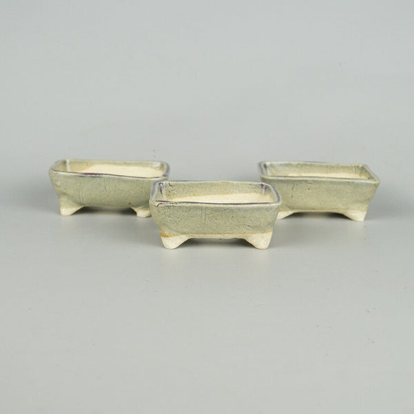 盆栽鉢 ゆうき祥石 3点セット 小鉢 長辺 約7.5cm 長方鉢 釉薬  新品 s1198417854