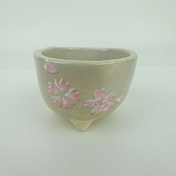 盆栽鉢 ゆうき祥石 小鉢 長辺 約 7.2cm 丸鉢 プリント 絵鉢 桜 サクラ さくら 釉薬 観賞用  新品 w1198412865