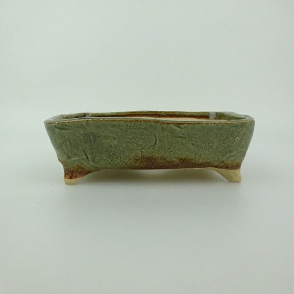 盆栽鉢 ゆうき祥石 小型 長辺 約 12.8cm 長方鉢 釉薬 観賞用  新品 n1198413053
