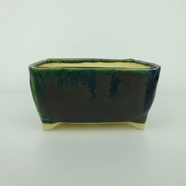 盆栽鉢 ゆうき祥石 小型 長辺 約 13.7cm 長方鉢 釉薬 観賞用  新品 g1198420369