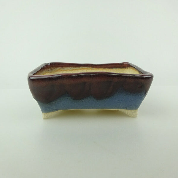 盆栽鉢 ゆうき祥石 小型 長辺 約 11.5cm 長方鉢 釉薬 観賞用  新品 u1198428962