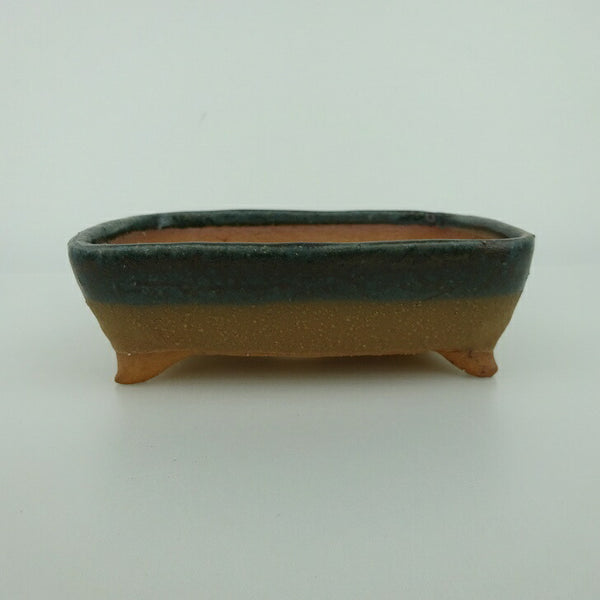 盆栽鉢 ゆうき祥石 小型 長辺 約 13.3cm 長方鉢 釉薬 観賞用  新品 u1198430013