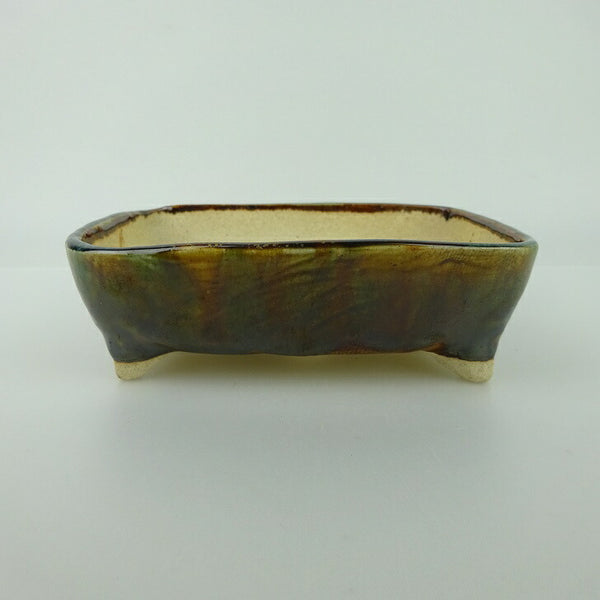 盆栽鉢 ゆうき祥石 小型 長辺 約 13.8cm 長方鉢 釉薬  新品 1198402977