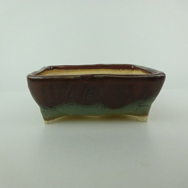 盆栽鉢 ゆうき祥石 小型 長辺 約 11.5cm 長方鉢 釉薬 観賞用  新品 d1198419496