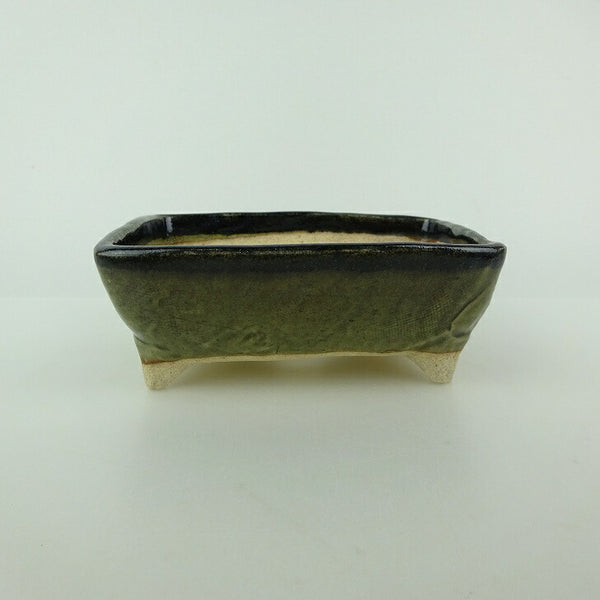 盆栽鉢 ゆうき祥石 小型 長辺 約 11.5cm 長方鉢 釉薬 観賞用  新品 t1198413307