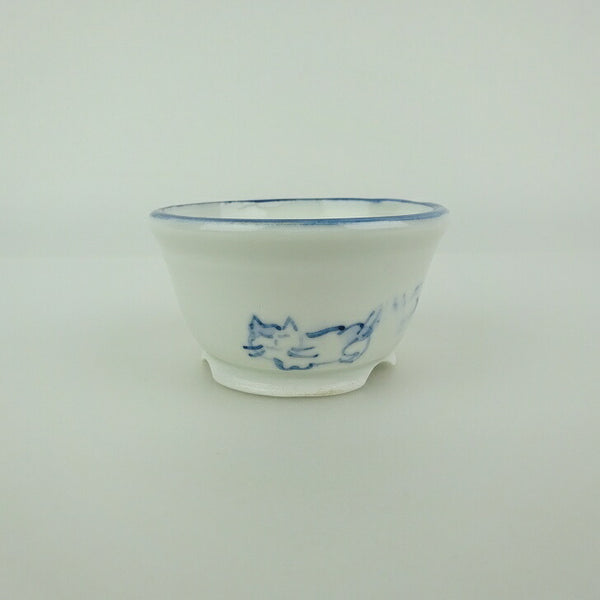 盆栽鉢 ゆうき祥石 小鉢 長辺 約 6cm 丸鉢 絵鉢 猫 ネコ ねこ 釉薬 観賞用  新品 b1198422766