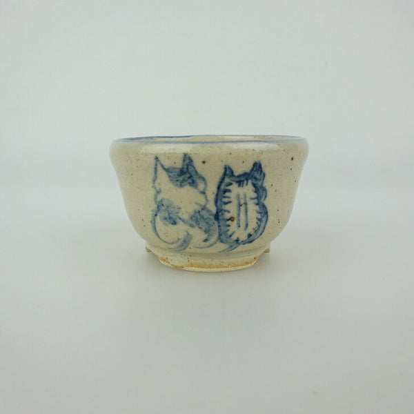 盆栽鉢 ゆうき祥石 小鉢 長辺 約 5cm 丸鉢 絵鉢 猫 ネコ ねこ 釉薬 観賞用  新品 x1198414768