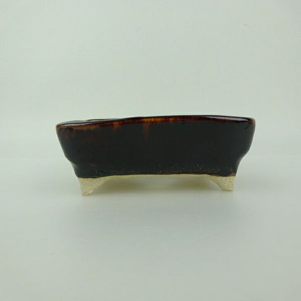 盆栽鉢 ゆうき祥石 小型 長辺 約 11.5cm 長方鉢 釉薬 観賞用  新品 w1198409627