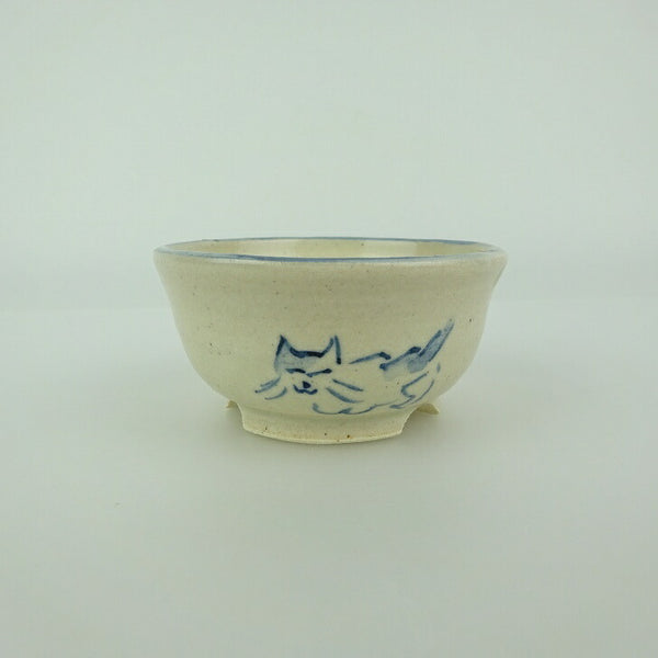 盆栽鉢 ゆうき祥石 小鉢 長辺 約 6.7cm 丸鉢 絵鉢 猫 ネコ ねこ 釉薬 観賞用  新品 q1198410385