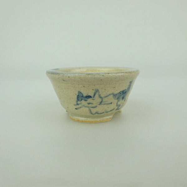 盆栽鉢 ゆうき祥石 小鉢 長辺 約 4.7cm 丸鉢 絵鉢 猫 ネコ ねこ 釉薬 観賞用  新品 j1198411437
