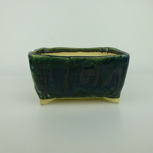 盆栽鉢 ゆうき祥石 小型 長辺 約 13.7cm 長方鉢 釉薬 観賞用  新品 v1198439173