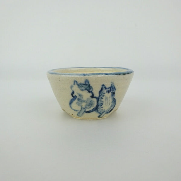 盆栽鉢 ゆうき祥石 小鉢 長辺 約 4.6cm 丸鉢 絵鉢 猫 ネコ ねこ 釉薬 観賞用  新品 t1198414002