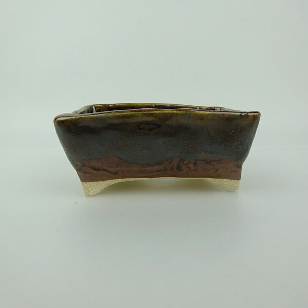 盆栽鉢 ゆうき祥石 小型 長辺 約 11.8cm 長方鉢 釉薬 観賞用  新品 j1198418605