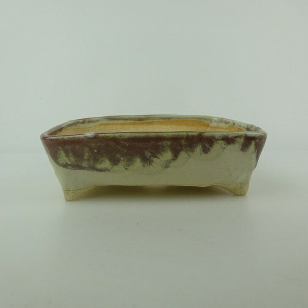 盆栽鉢 ゆうき祥石 小型 長辺 約 13.5cm 長方鉢 釉薬 観賞用  新品 m1198408130