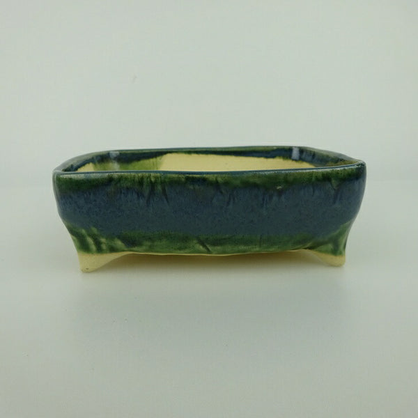 盆栽鉢 ゆうき祥石 小型 長辺 約 13.4cm 長方鉢 釉薬 観賞用  新品 e1198409392