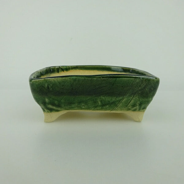 盆栽鉢 ゆうき祥石 小型 長辺 約 12cm 長方鉢 釉薬 観賞用  新品 b1198418774