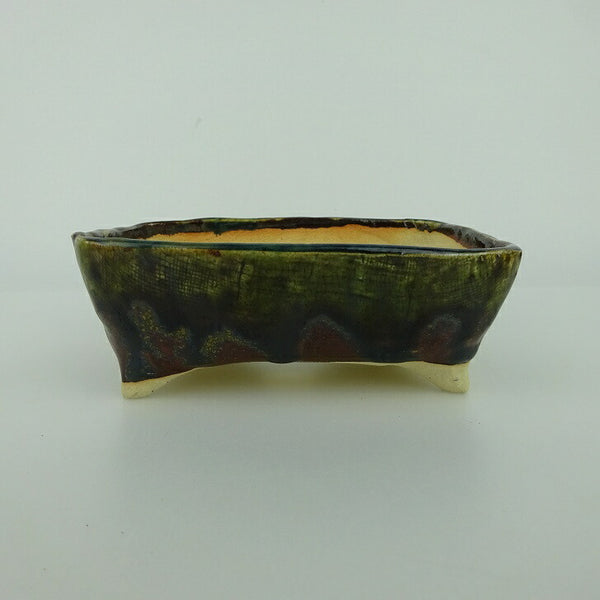 盆栽鉢 ゆうき祥石 小型 長辺 約 12cm 長方鉢 釉薬 観賞用  新品 p1198416583